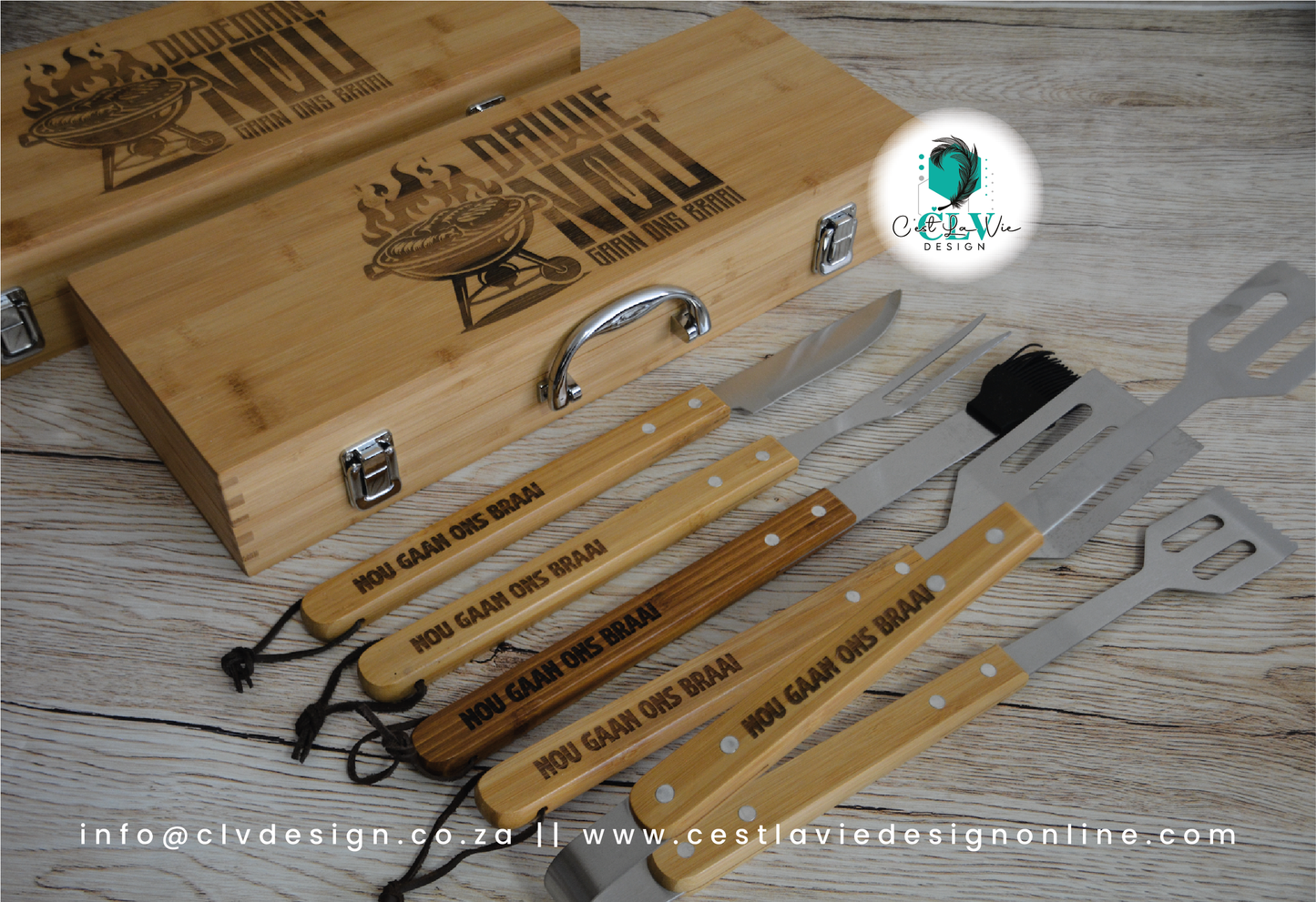 BAMBOO WOOD BRAAI SET