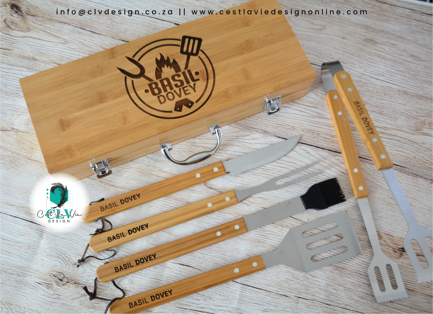 BAMBOO WOOD BRAAI SET