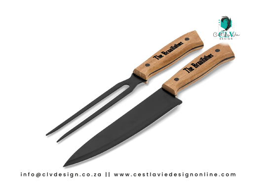 BUTCHERS BLOCK CARVING SET