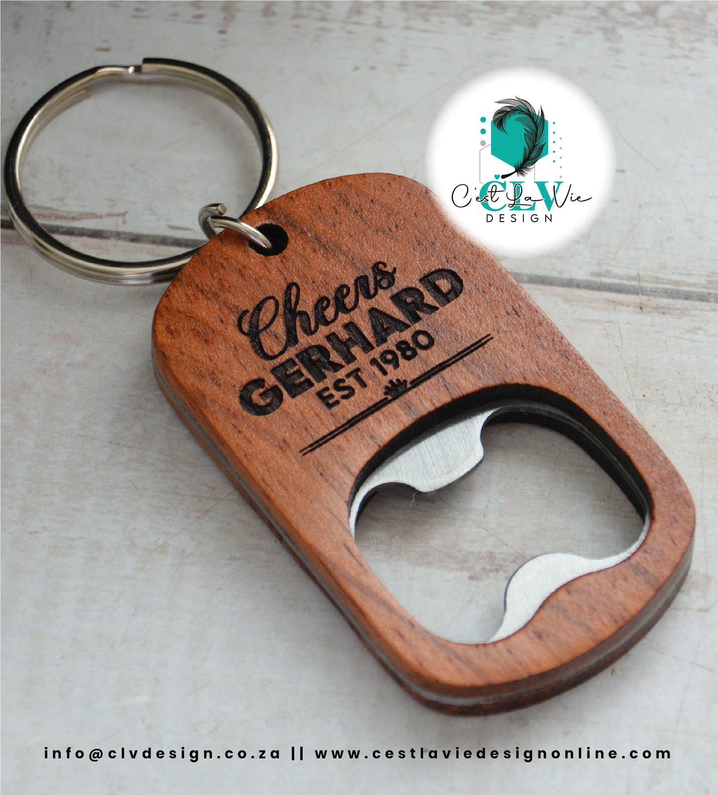 WOODEN BOTTLE OPENER KEYHOLDER