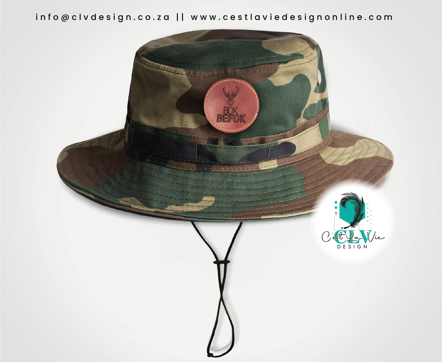BUSH HAT WITH LEATHER ENGRAVED PATCH (ADULTS)