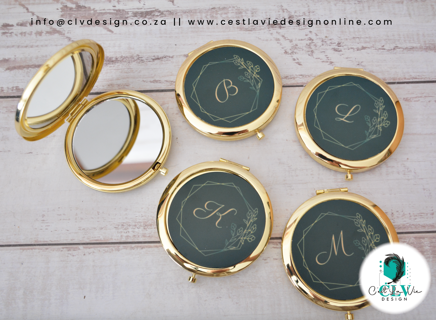 MODERN METALLIC ROUND COMPACT MIRROR