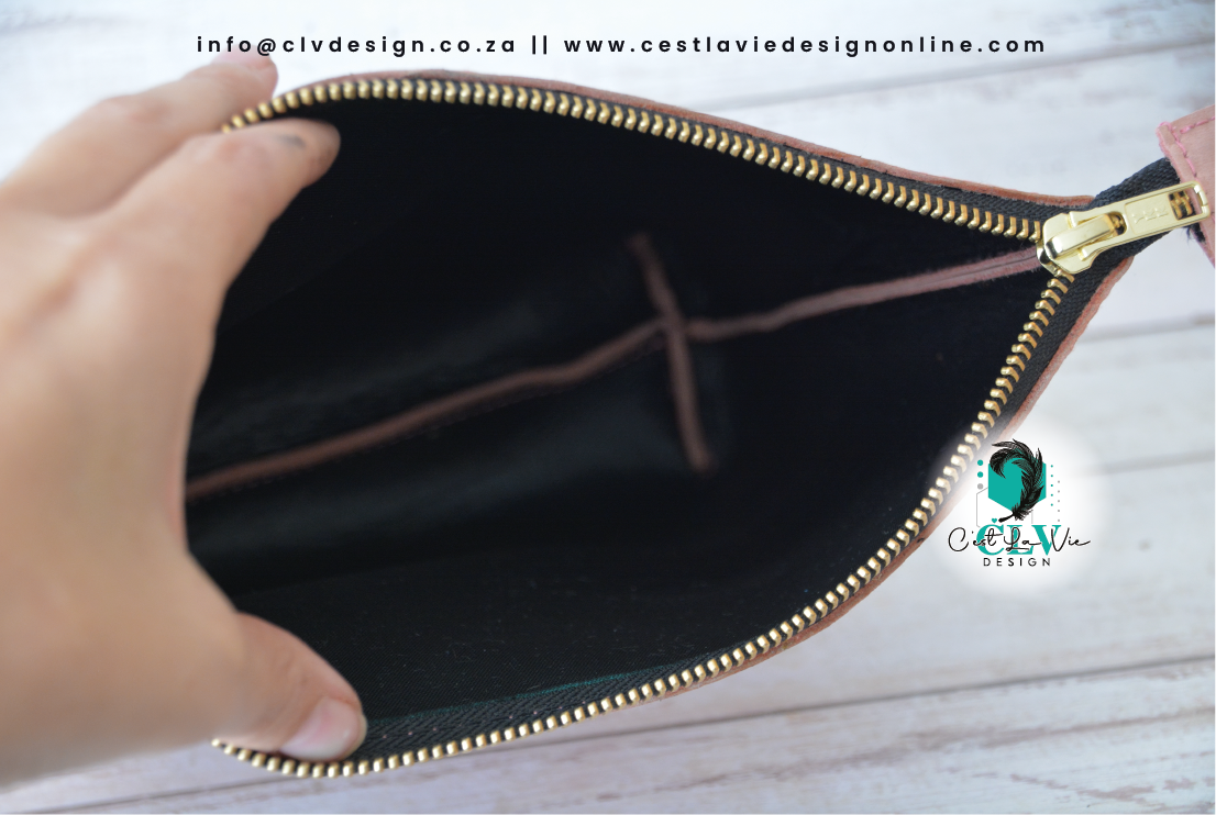 PERSONALISED BASIC GENUINE LEATHER BASIC STYLE COSMETIC BAG