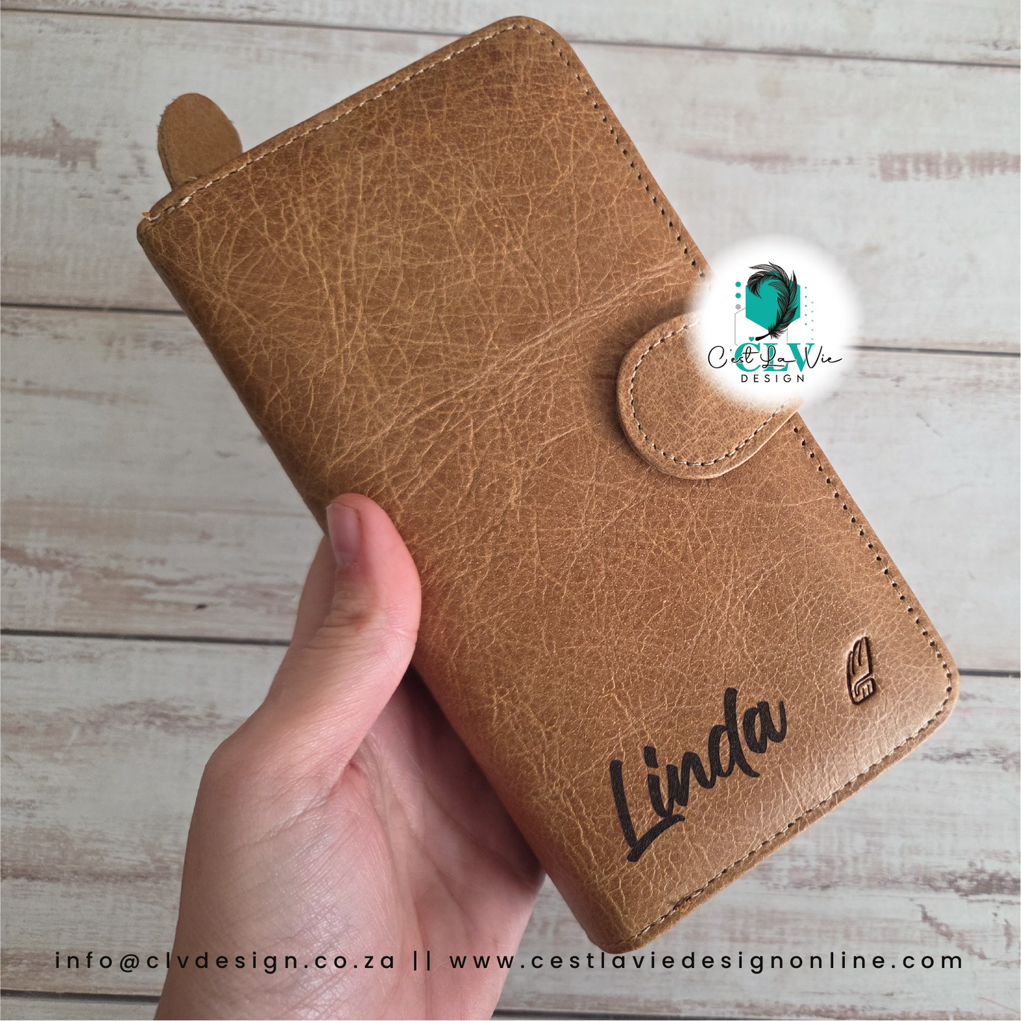GENIUNE LEATHER LADIES BOOK WALLET (TAN)