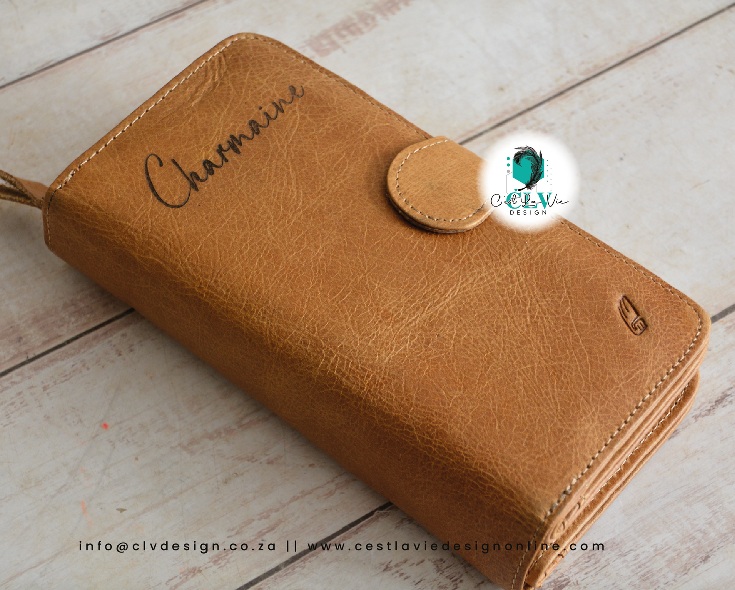 GENIUNE LEATHER LADIES BOOK WALLET (TAN)