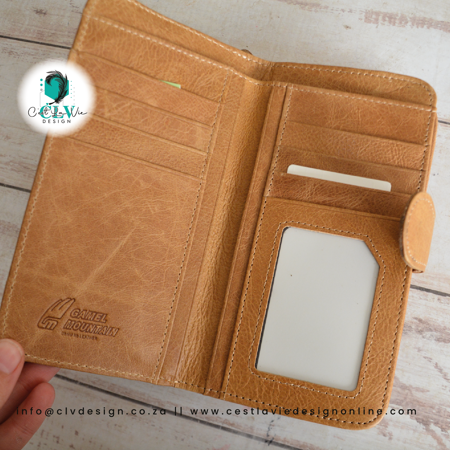GENIUNE LEATHER LADIES BOOK WALLET (TAN)