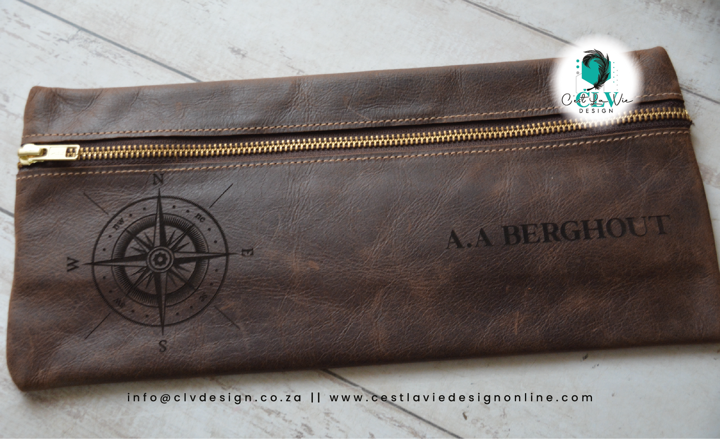 BASIC ONE COLOR GENUINE LEATHER PENCIL BAG