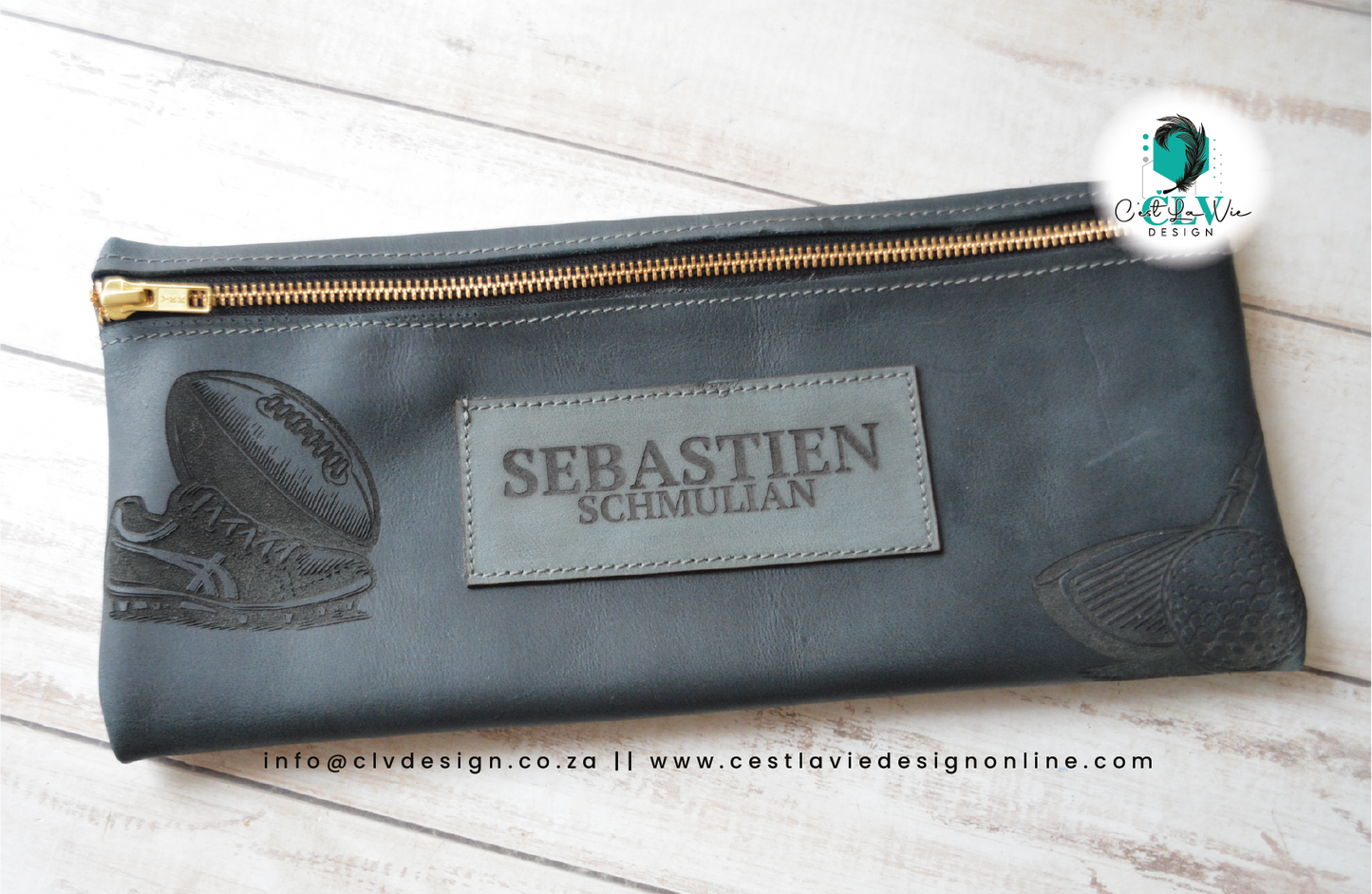 BASIC ONE COLOR GENUINE LEATHER PENCIL WITH PATCH BAG