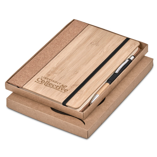 BAMBOO AND CORK NOTEBOOK WITH PEN