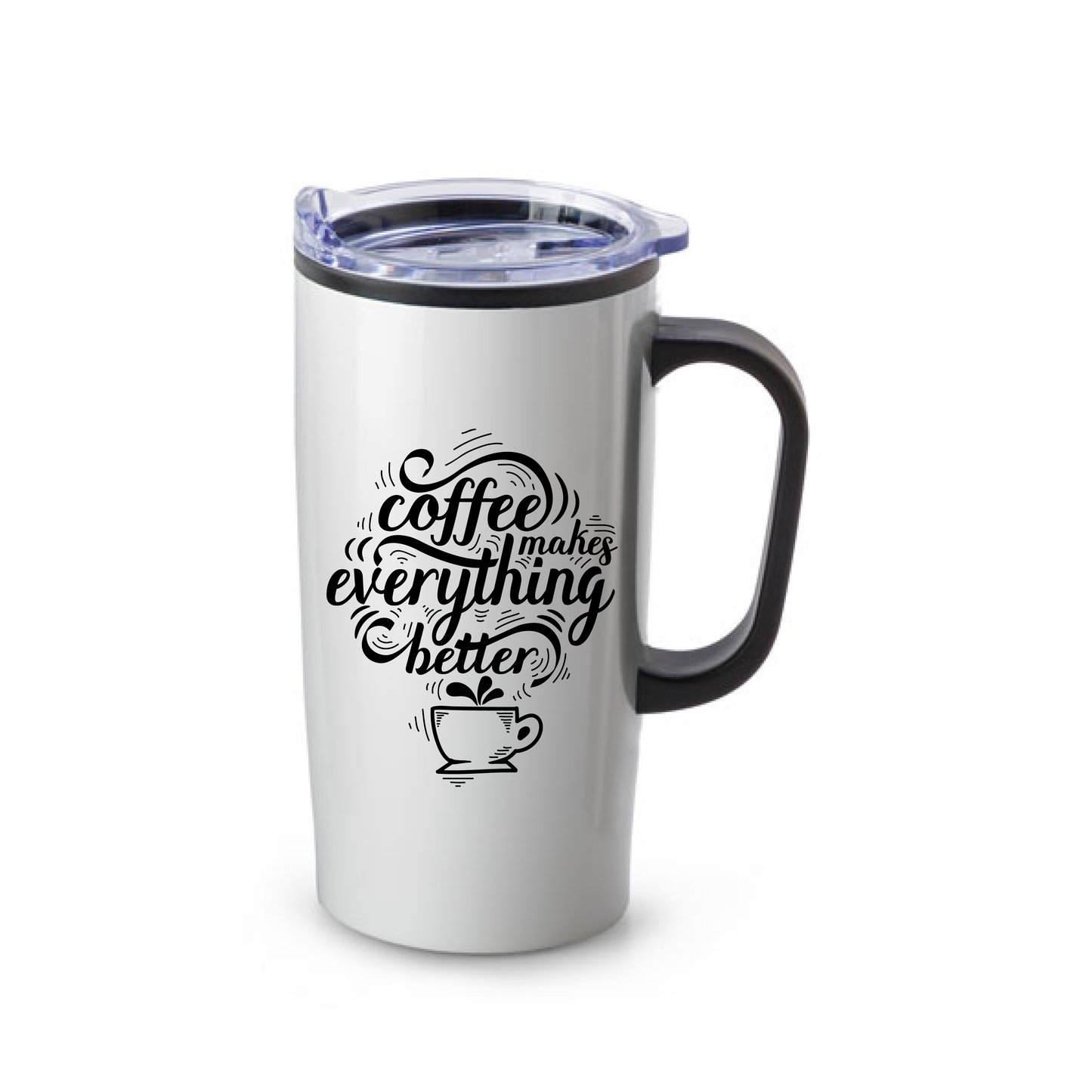STEEL TRAVEL MUG WITH HANDLE