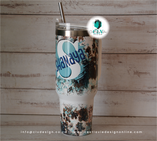 WHITE 40OZ STAINLESS STEEL QUENCH TUMBLER (FULLY PRINTED)