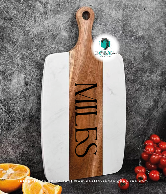 MARBLE AND ACACIA WOOD CUTTING BOARD (DIFFERENT SHAPES)