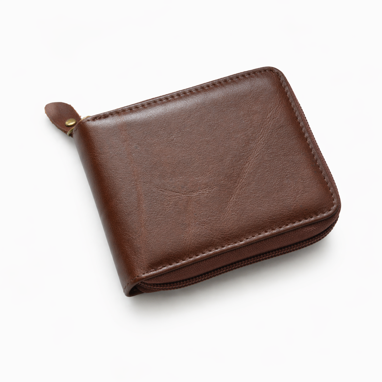GENUINE LEATHER ZIP AROUND CAMEL MOUNTAIN WALLET