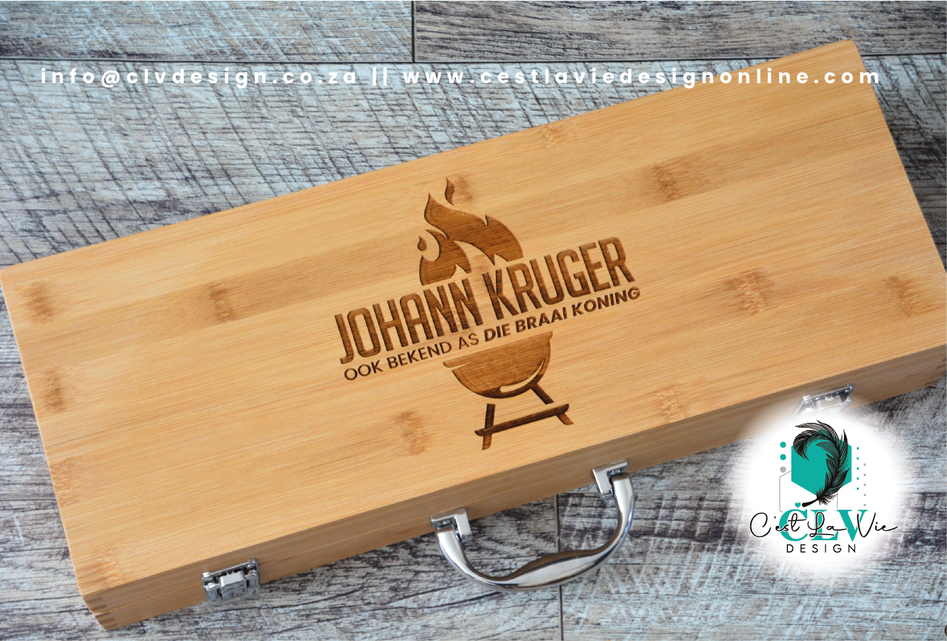 BAMBOO WOOD BRAAI SET