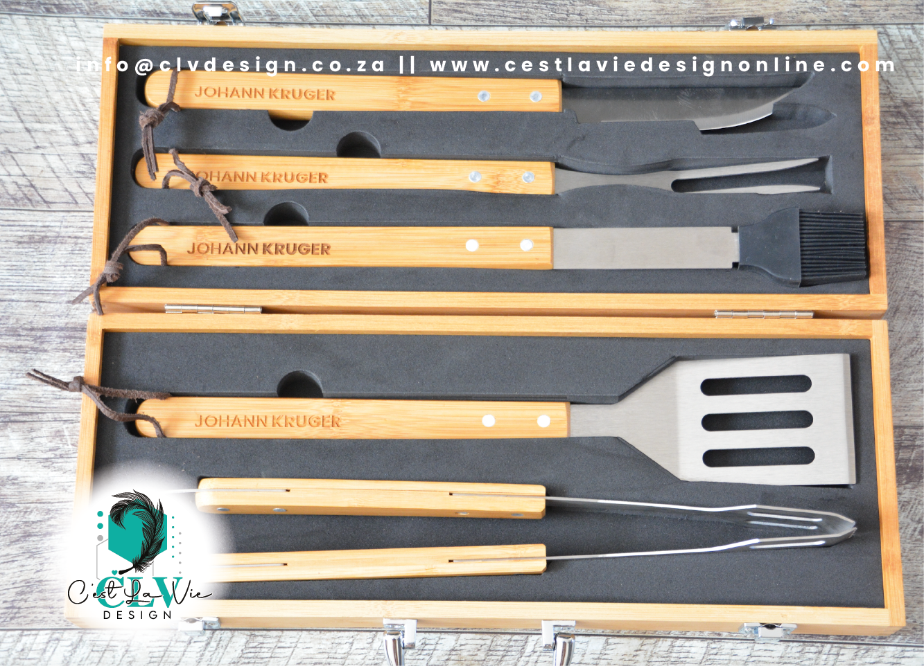 BAMBOO WOOD BRAAI SET
