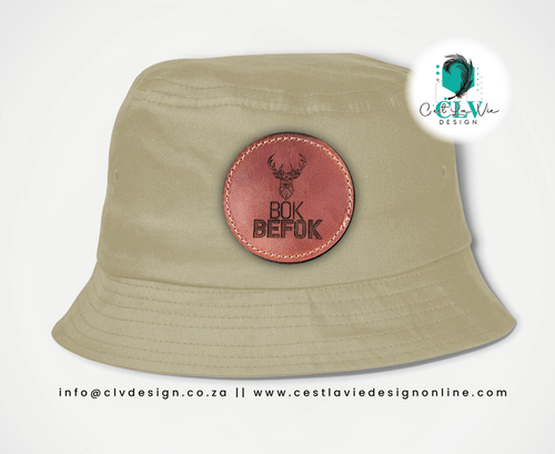 BUCKET HAT WITH LEATHER ENGRAVED PATCH (ADULTS AND KIDS)