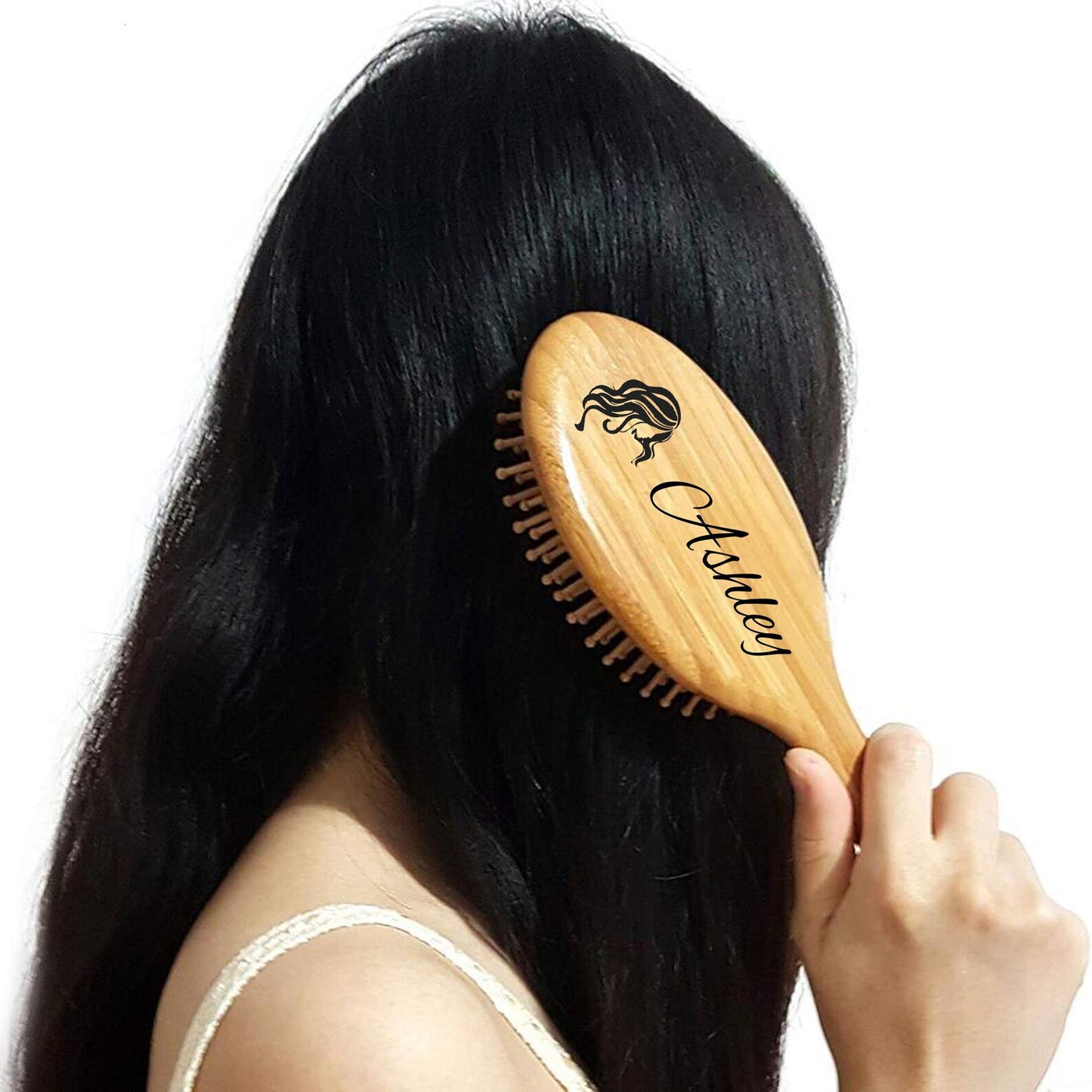 BAMBOO PADDLE BRUSH WITH ENGRAVING