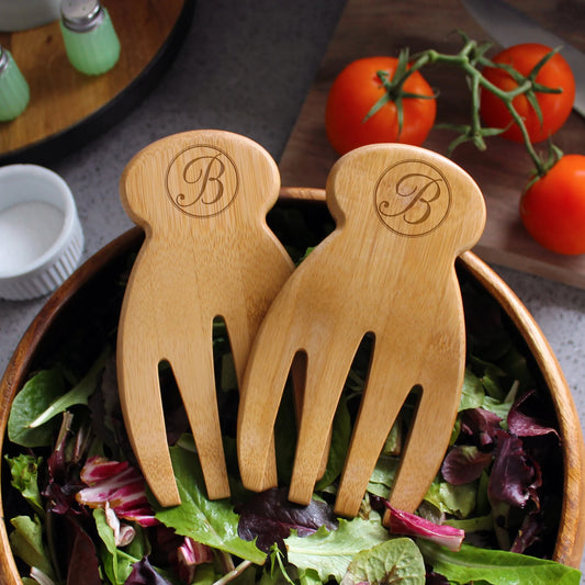BAMBOO SALAD SERVERS (ENGRAVED)