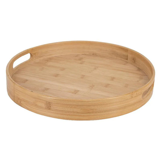 ROUND BAMBOO TRAY WITH CUT OUT HANDLES