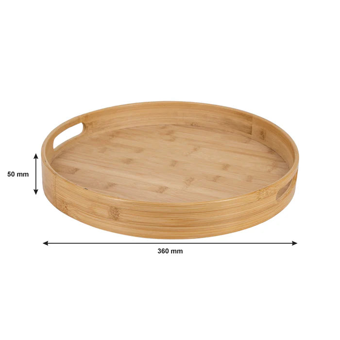 ROUND BAMBOO TRAY WITH CUT OUT HANDLES