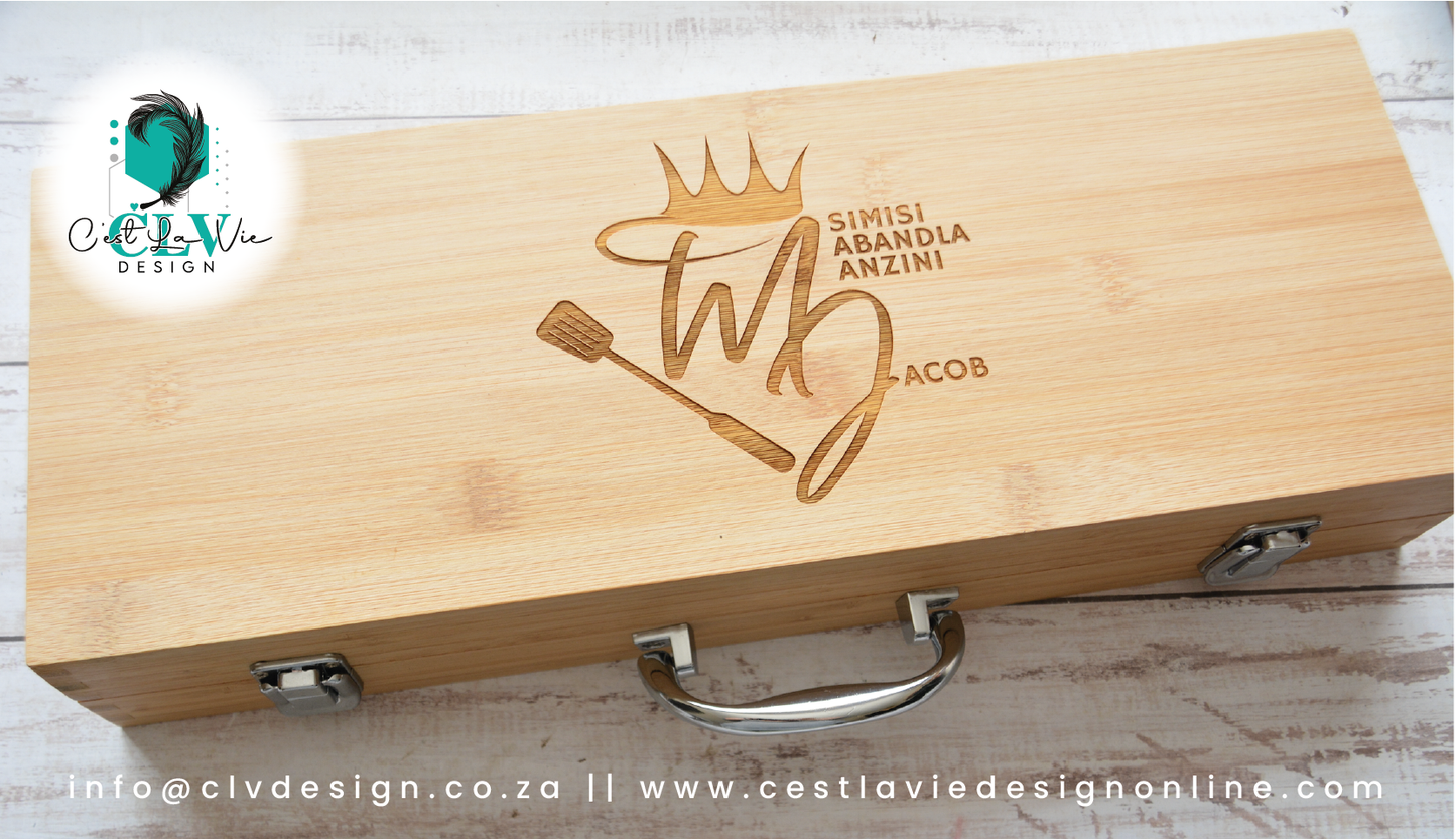 BAMBOO WOOD BRAAI SET
