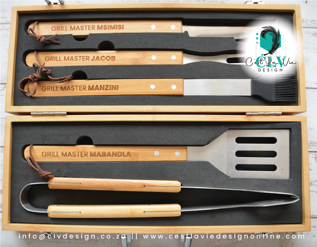 BAMBOO WOOD BRAAI SET
