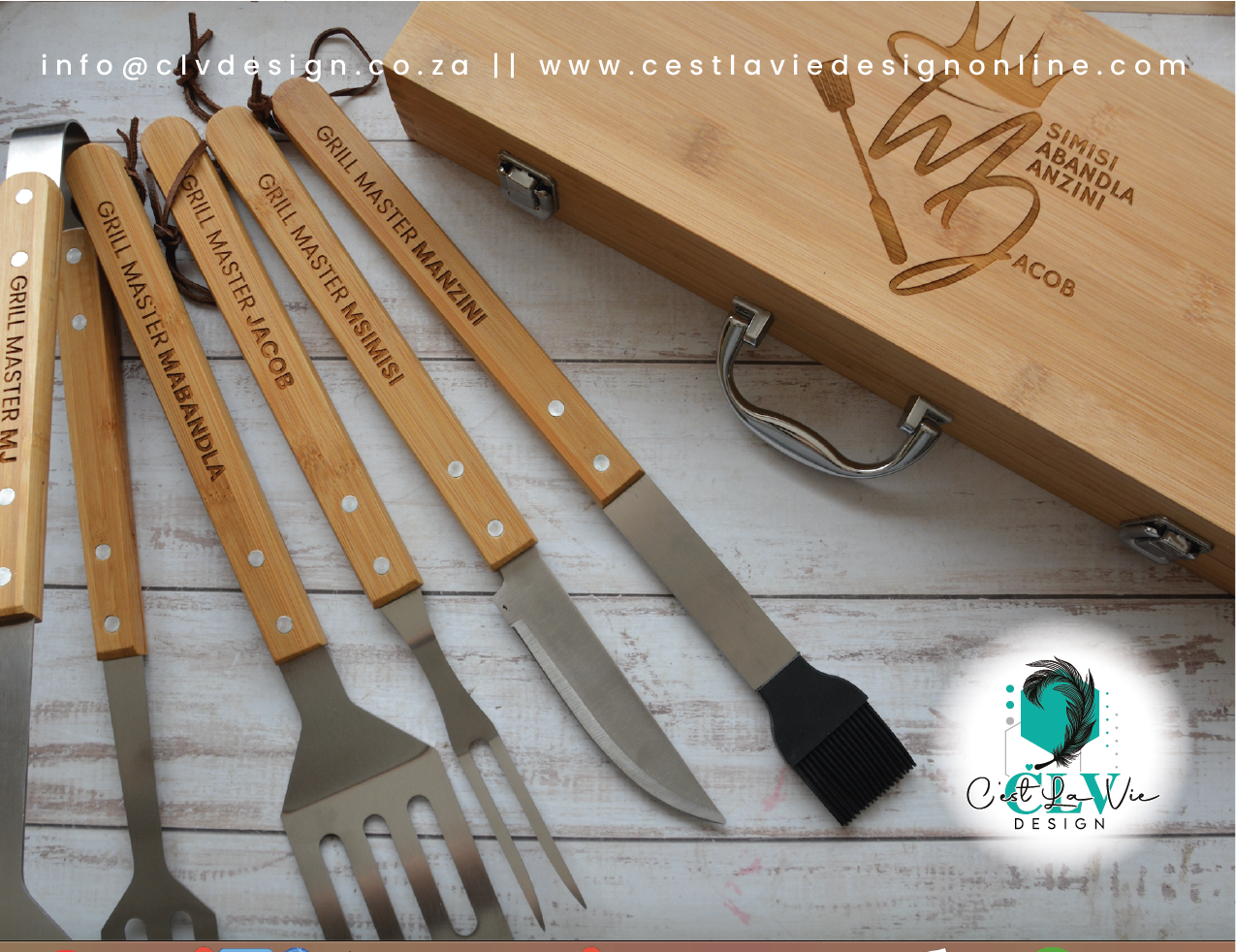 BAMBOO WOOD BRAAI SET