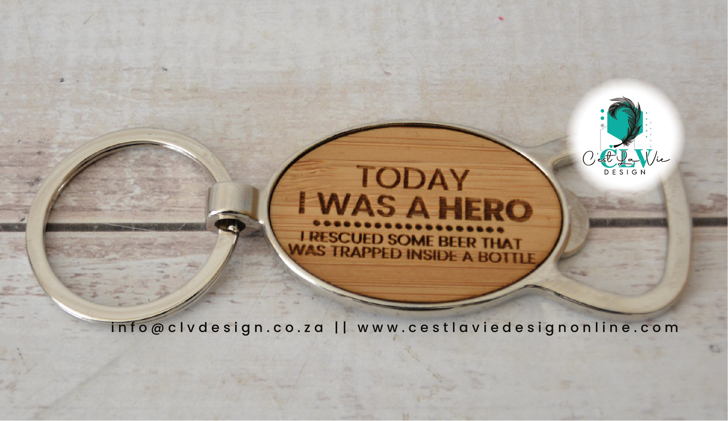 BAMBOO BOTTLE OPENER KEY HOLDER