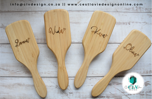 BAMBOO PADDLE BRUSH WITH ENGRAVING