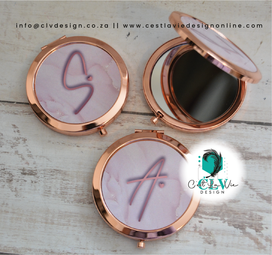 MODERN METALLIC ROUND COMPACT MIRROR