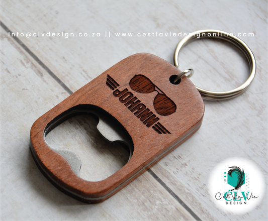 WOODEN BOTTLE OPENER KEYHOLDER