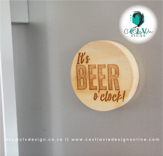 ROUND MAGNETIC WOOD BOTTLE OPENER