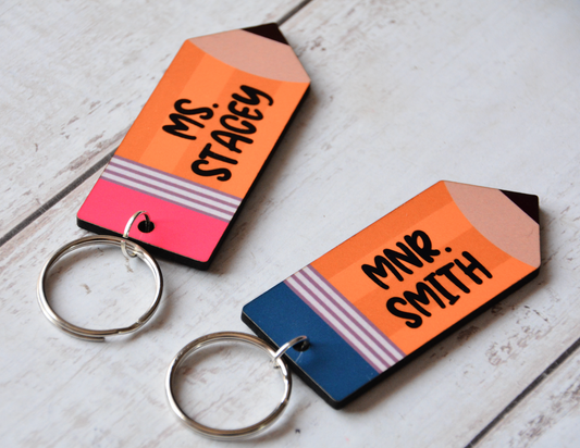 PENCIL SHAPED WOODEN KEYCHAIN