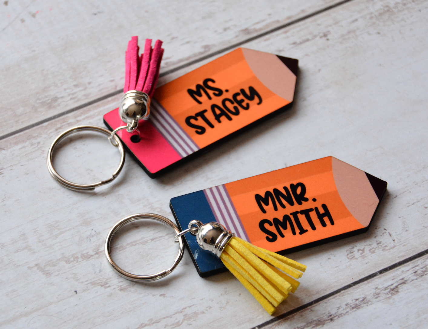 PENCIL SHAPED WOODEN KEYCHAIN