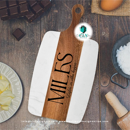 MARBLE AND ACACIA WOOD CUTTING BOARD (DIFFERENT SHAPES)