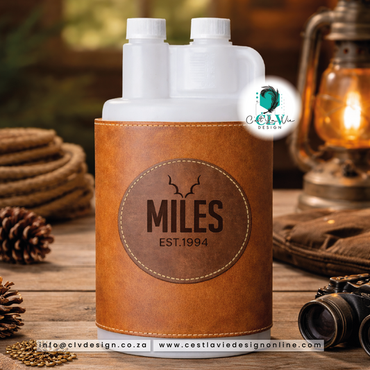 GENUINE LEATHER BETTIX BOTTLE SLEEVE WITH PATCH