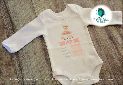 BIRTH ANNOUNCEMENT ONESIE