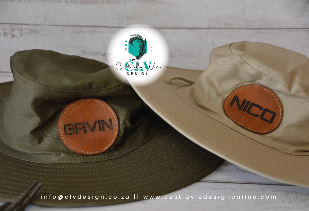 BUSH HAT WITH LEATHER ENGRAVED PATCH (ADULTS) – C'est La Vie Online