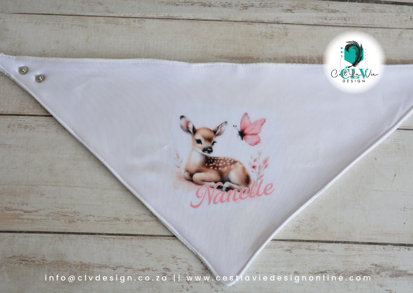 WHITE FABRIC PRINTED BABY BIB