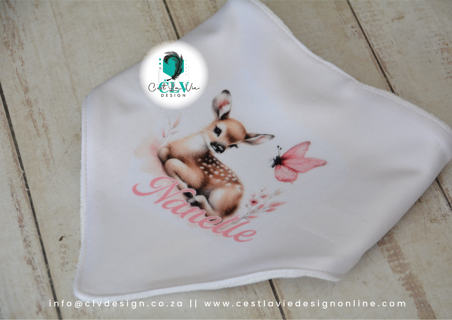 WHITE FABRIC PRINTED BABY BIB