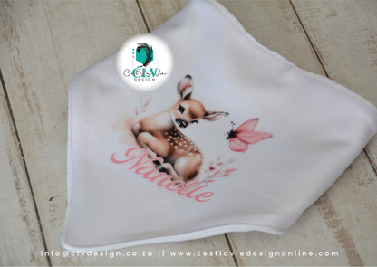 WHITE FABRIC PRINTED BABY BIB