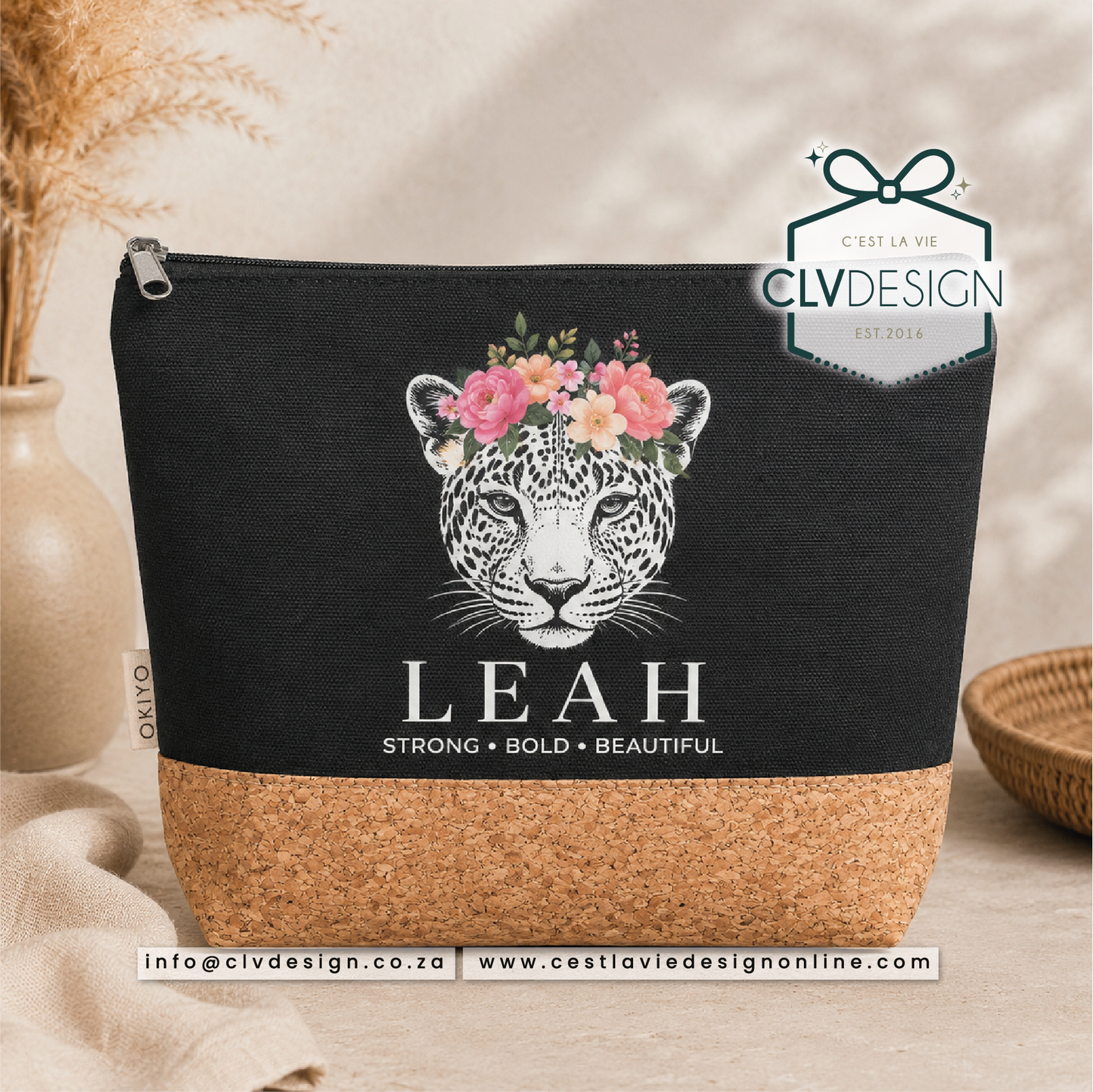PERSONALISED KORUKU CORK & COTTOM COSMETIC & ACCESSORY BAG