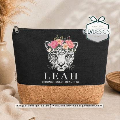 PERSONALISED KORUKU CORK & COTTOM COSMETIC & ACCESSORY BAG