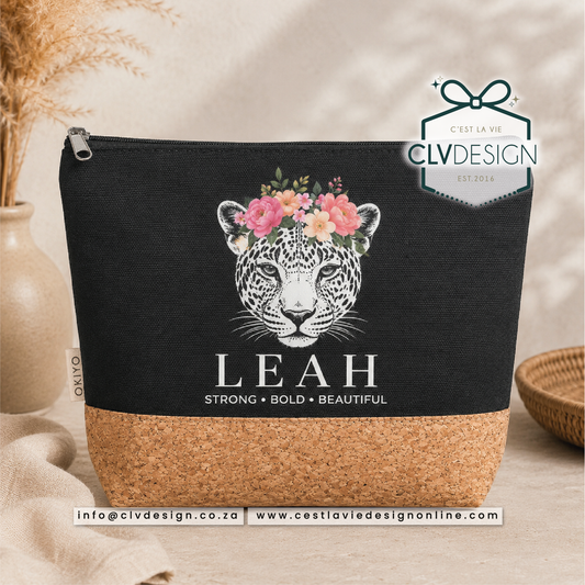 PERSONALISED KORUKU CORK & COTTOM COSMETIC & ACCESSORY BAG