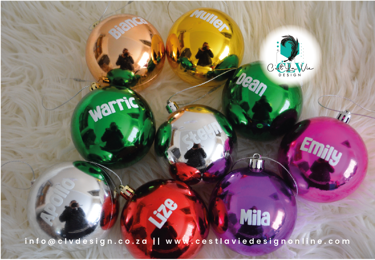 PERSONALISED CHRISTMAS (8CM) BAUBLES