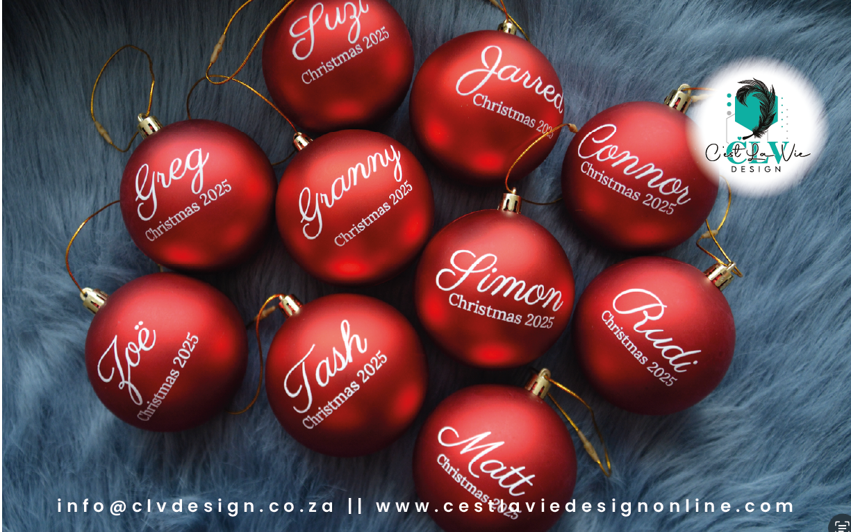 PERSONALISED CHRISTMAS (8CM) BAUBLES
