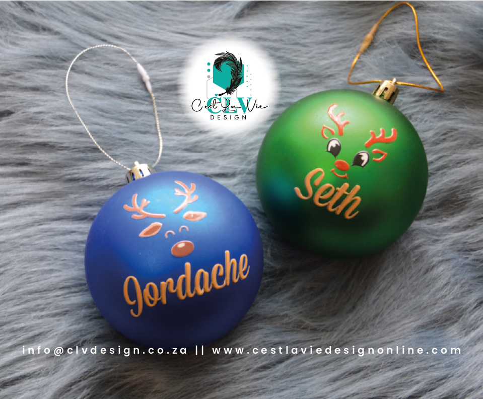 PERSONALISED CHRISTMAS (8CM) BAUBLES