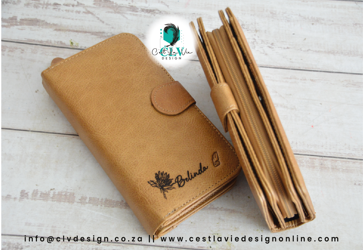 GENIUNE LEATHER LADIES BOOK WALLET (TAN)