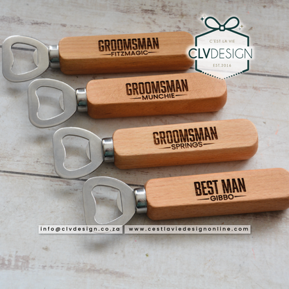 PERSONALISED WOODEN HANDLE BOTTLE OPENER