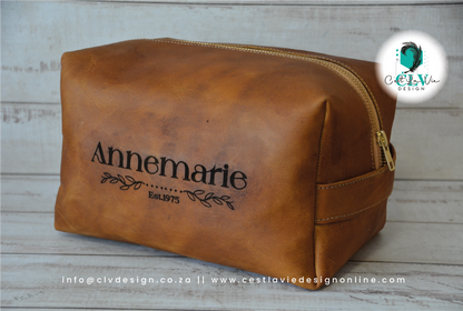 GENUINE LEATHER  BOX TOILETRY BAG